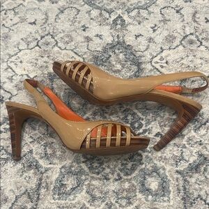 Via Spiga Tan Strappy Slingback Heels